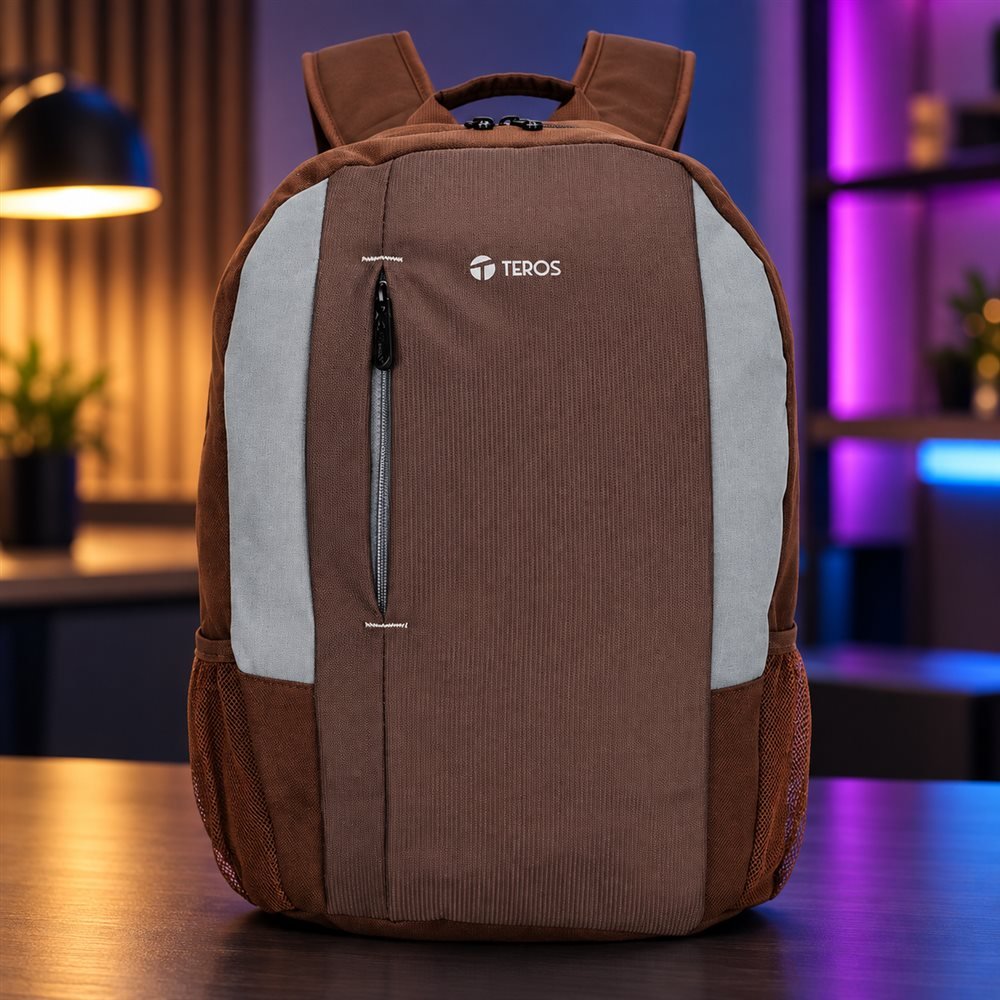 Mochila TEROS TE-9040BR, para laptops de hasta 15.6", Marrón (1)