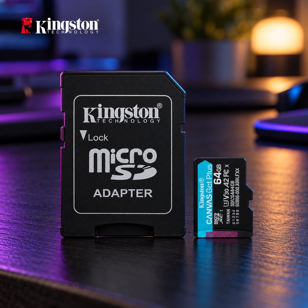 Tarjeta De Memoria Kingston Sdcg4/64gb Canvas Go! Plus Con Adaptador Sd 64gb (1)
