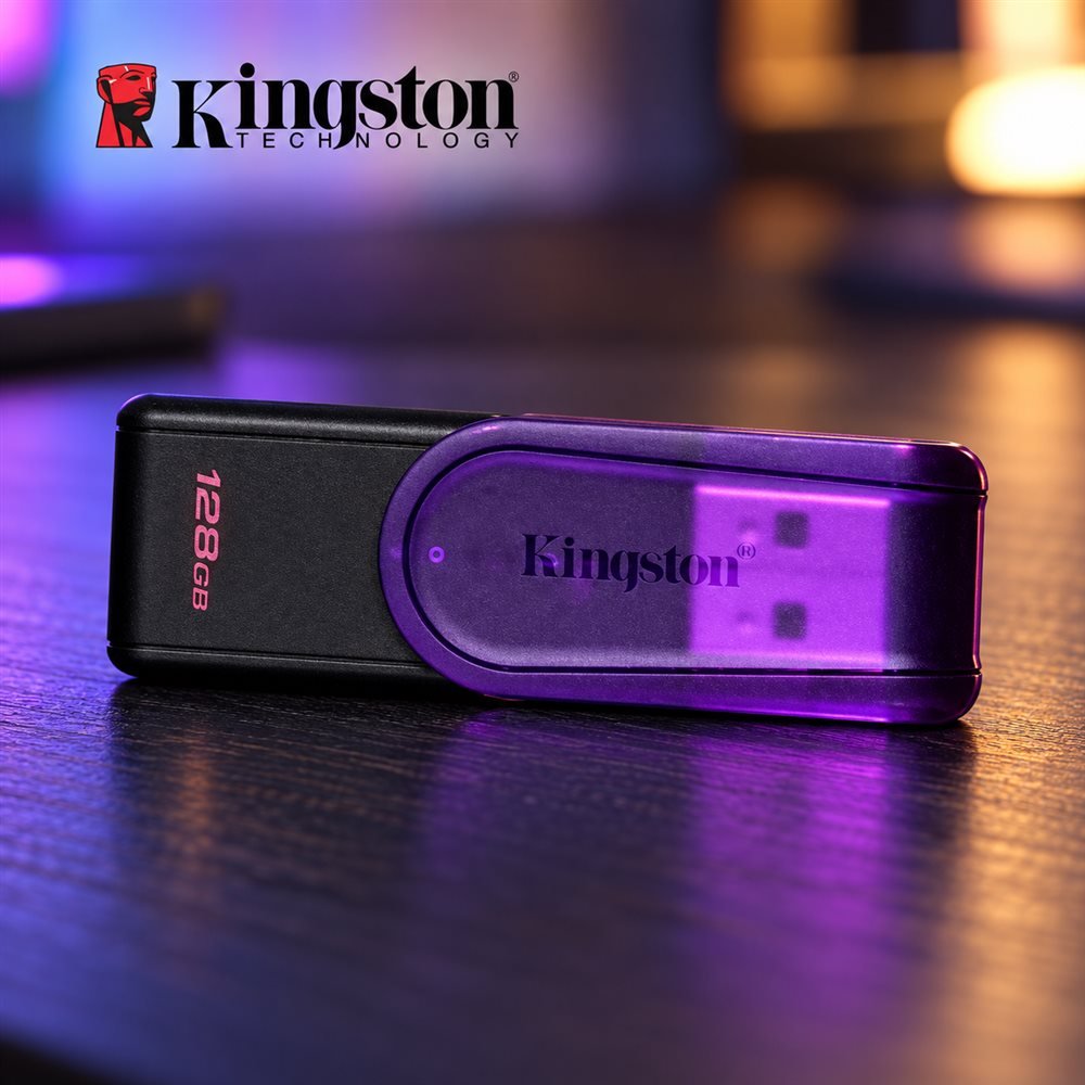 MEMORIA USB 128GB DTXS 3.0 NEGRO/MORADO KINGSTON (KC-U3C128-7TP) (1)