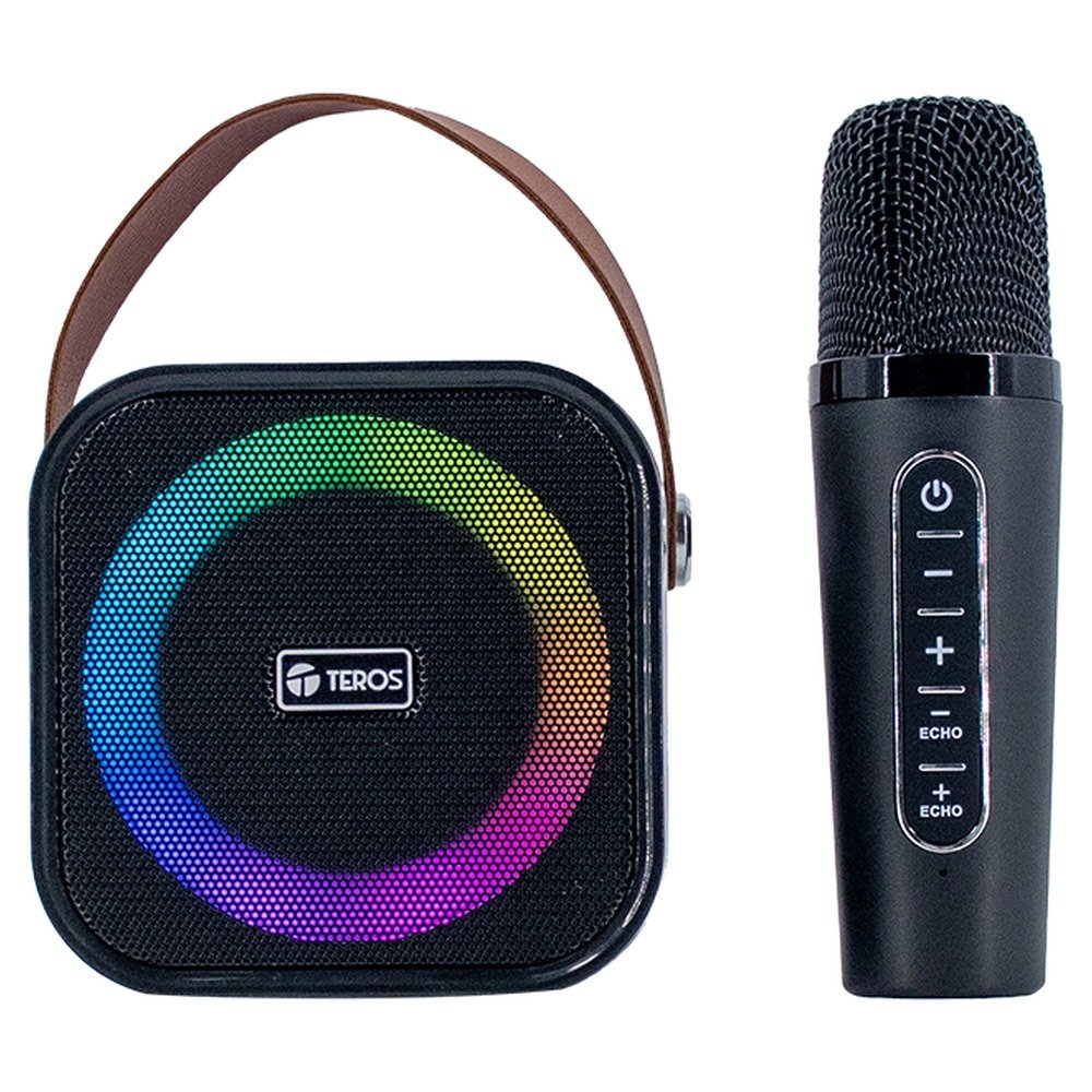 Karaoke Parlante Inalámbrico Teros, Usb + Usb C + Sd Rgb Negro (1)