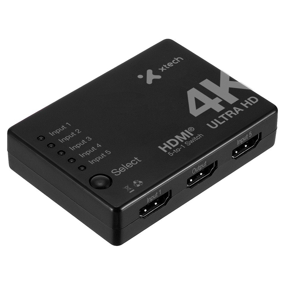 Xtech · 5-port to 1 HDMI switch · 4KUHD w remote control XHA-430 (1)
