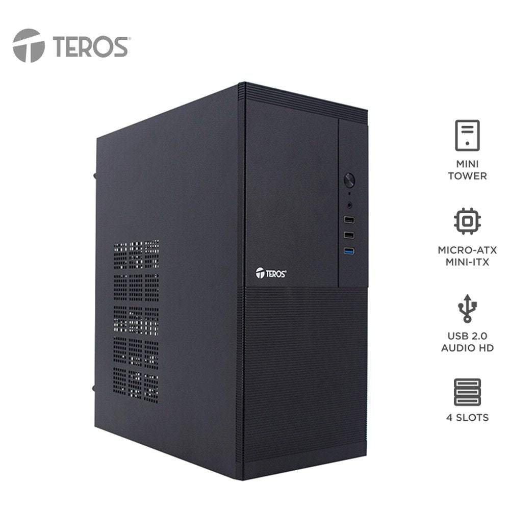 Case Teros Te-1033s, Mini Tower Atx, 250 W, Usb 3.0 / 2.0, Negro (1)