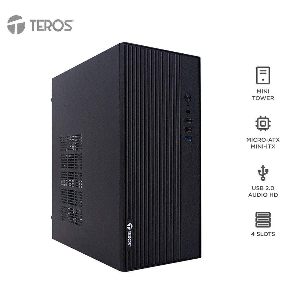 Case con fuente TEROS TE-1035S, Mini Tower, MICRO-ATX / MINI-ITX, USB, Audio, 250W (1)
