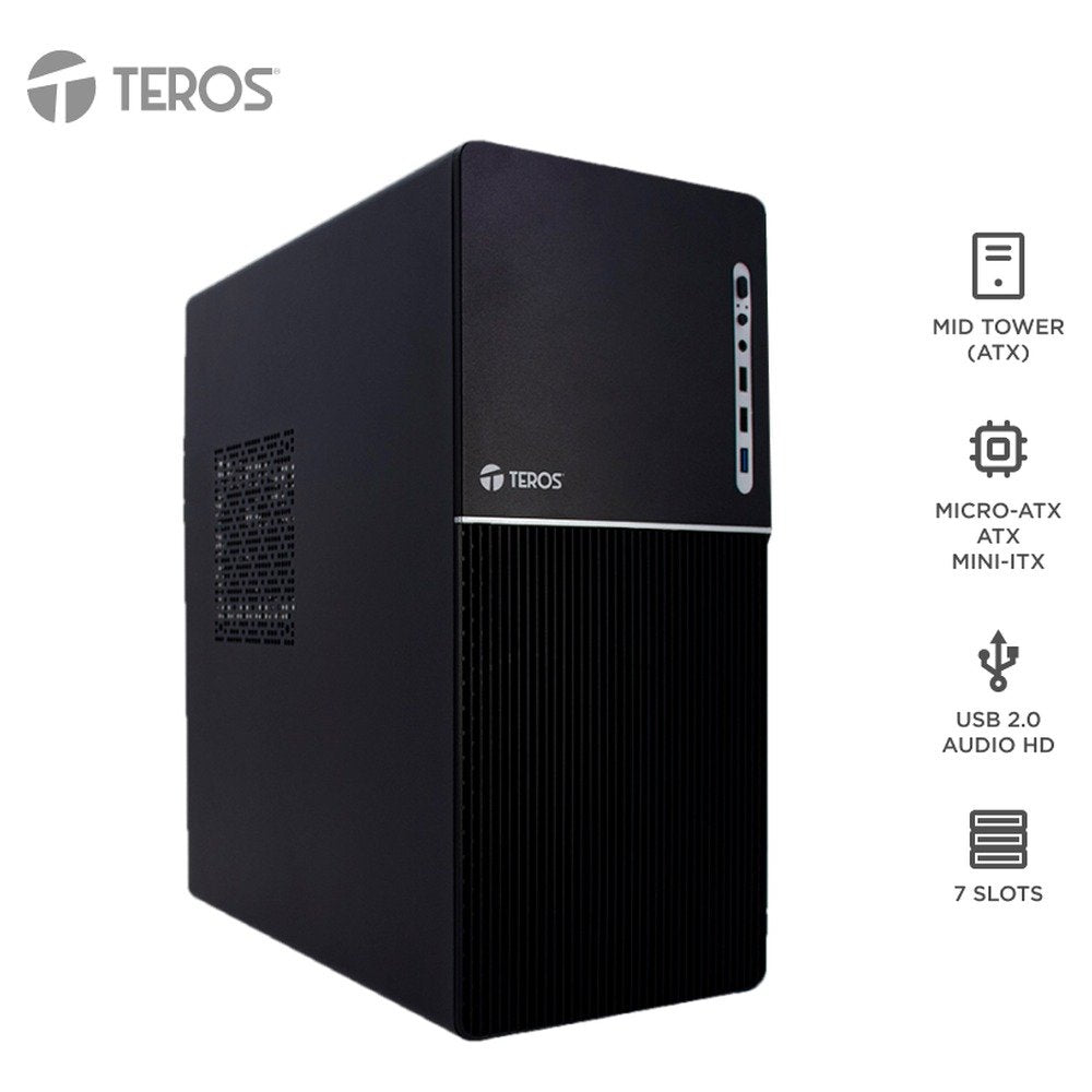 Case con fuente TEROS TE-1037S, Full, E-ATX / ATX / MICRO-ATX / ITX, USB, Audio, 250W (1)