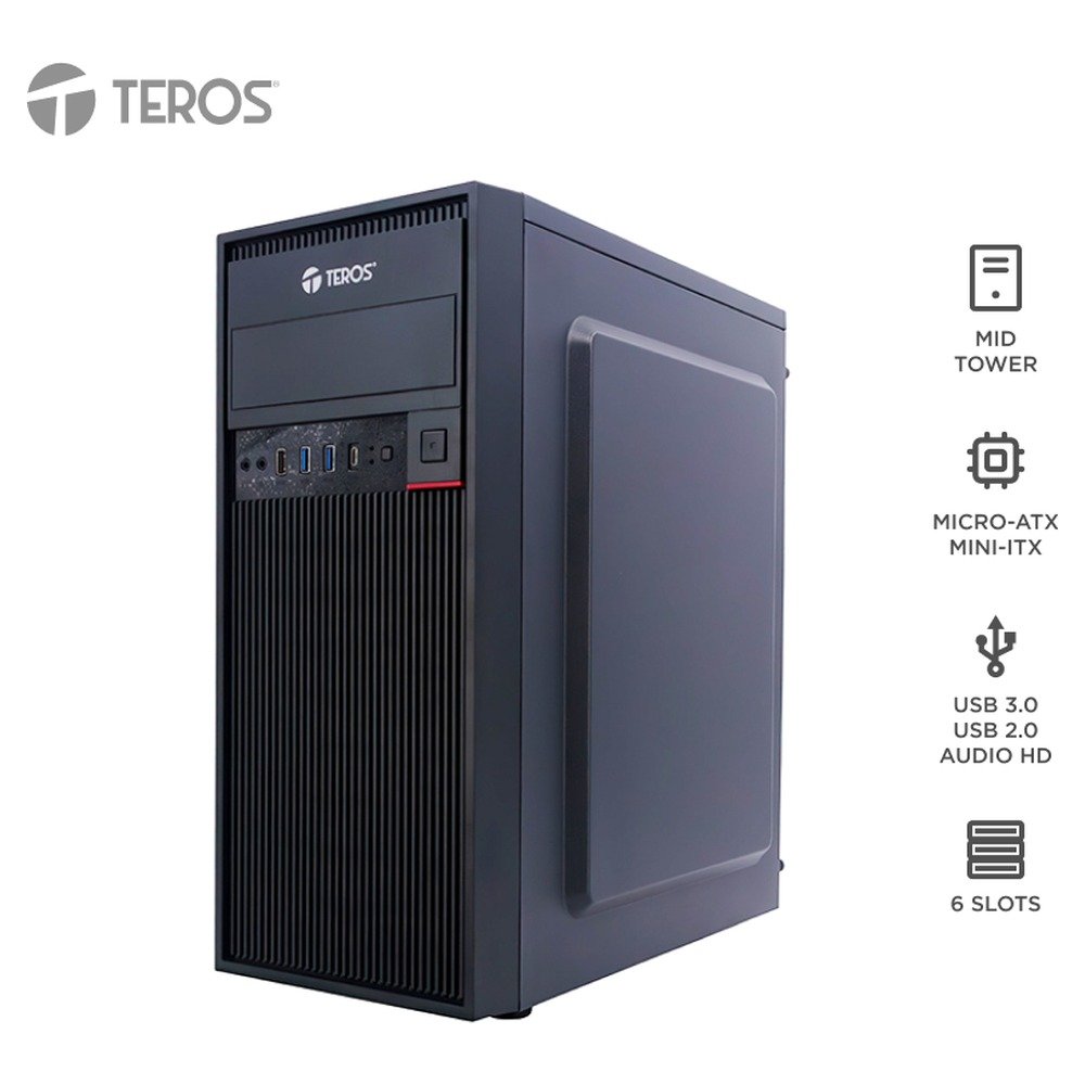 Case con fuente gamer TEROS TE-1319G, MidTower, ATX / MICRO-ATX / ITX, USB, Audio, 450W (1)