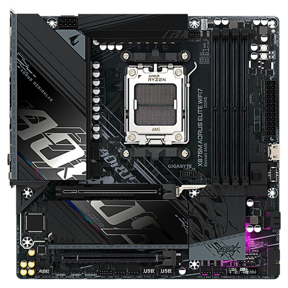 Motherboard GIGABYTE X870M AORUS ELITE WIFI7, Chipset AMD X870, Socket AMD AM5, mATX (1)