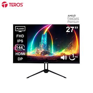 Monitor plano TEROS TE-2714S, 27" FHD IPS, 144Hz, 1ms, HDMI, DP, Audio out, Parlantes (1)