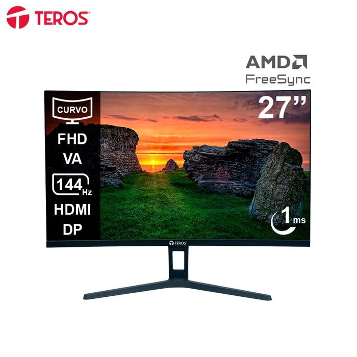 Monitor curvo TEROS TE-2734S, 27" FHD VA, 144HZ, 1MS, HDMI, DP, Audio out (1)