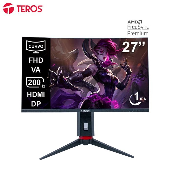 Monitor curvo gaming TEROS TE-2788G, 27" FHD VA, 200Hz, 1ms, HDMI, DP, Audio out (1)