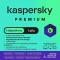 Antivirus Kaspersky Premium, para 5 PCs, Lic 1 año, Producto Virtual. (1)