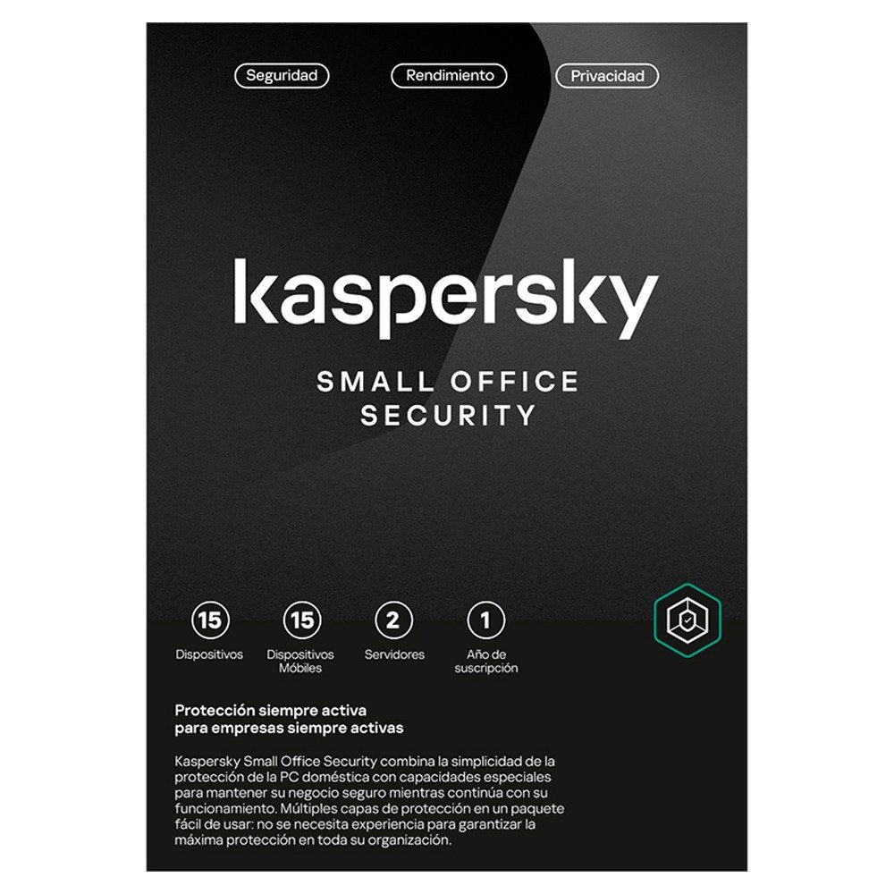 Software Kaspersky Small Office Security, para 15 PCs, Licencia 1 año, Producto Virtual. (1)